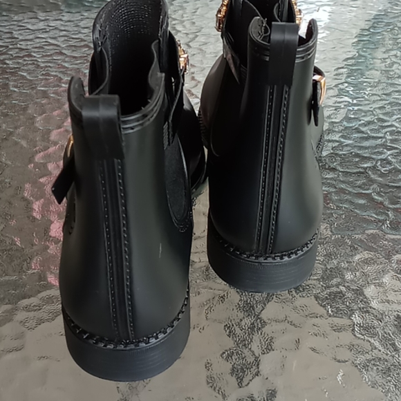 Henry Herrera Black Jeweled Ankle Rain Boots - Picture 5 of 9